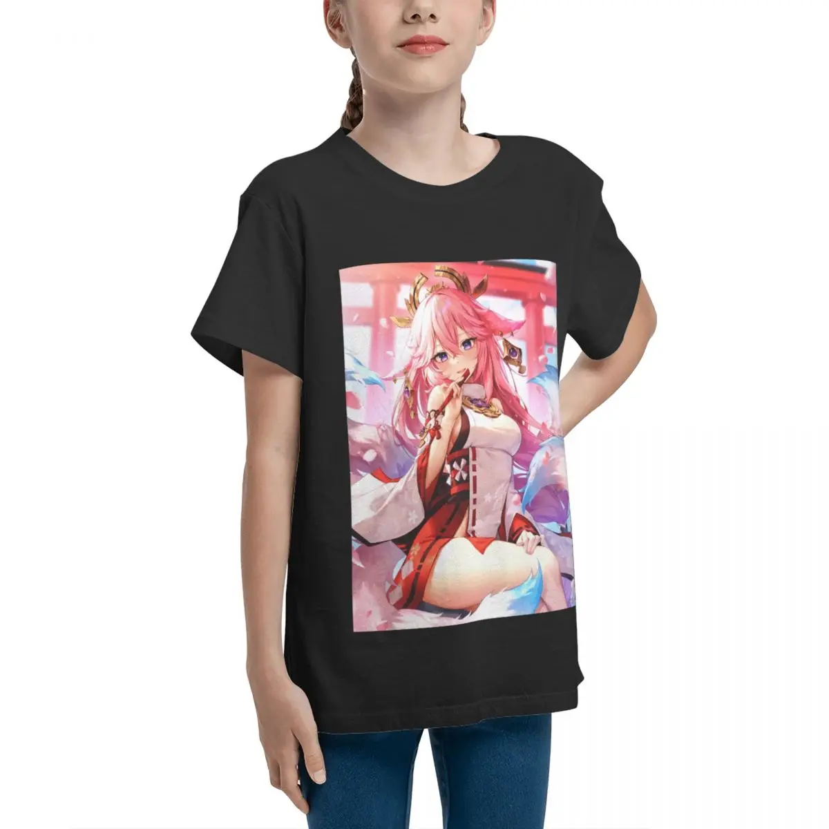 4k yae miko Foto druck zum Verkauf Tee anger Basic Kurzarm T-Shirt Rundhals ausschnitt T-Shirt lässig Grafik sarkastische Top-Qualität
