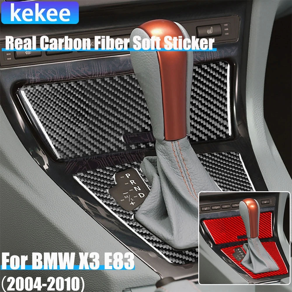 

Real Carbon Fiber Car Accessories Gear Shift Panel Set Trim Cover Soft Sticker For BMW X3 E83 2004 2005 2006 2007 2008 2009 2010