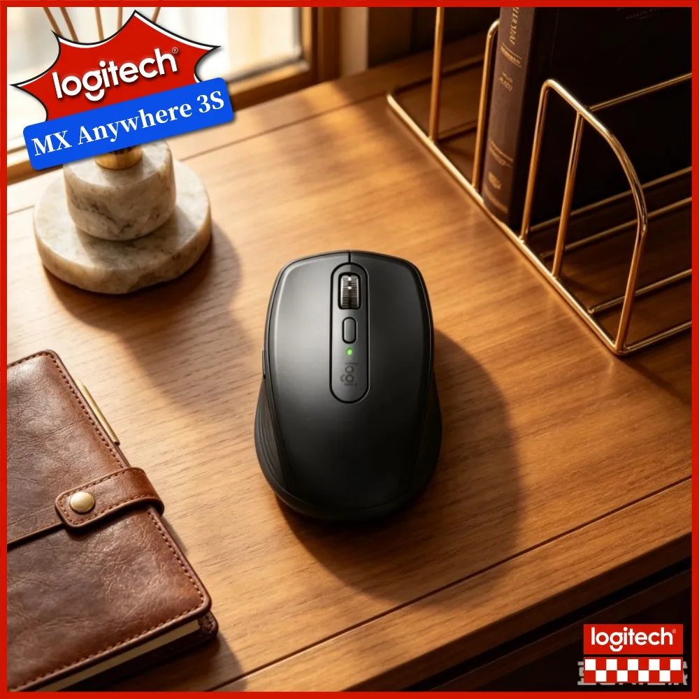 Logitech MX Anywhere 3S Wireless Mouse - Darkfield 8K DPI, Magspeed Scroll, 3-Device Sync, Office Use, USB-C Quick Charge