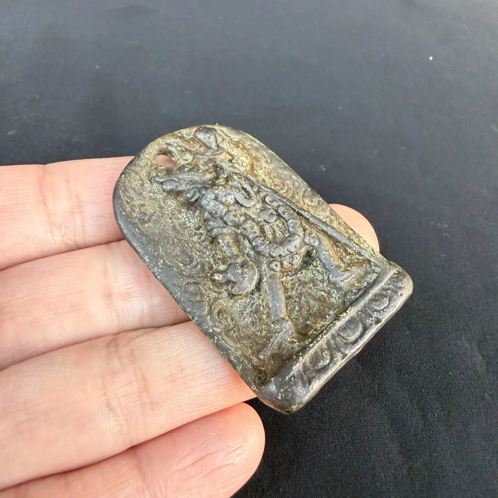 Old Chinese Tibetan Buddhism Yellow Lima Copper patina dakini amulet
