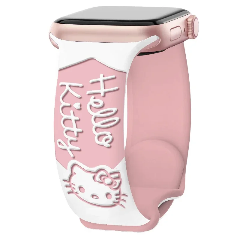 حزام طباعة محفور لساعة أبل باند 49 ملم 46 45 44 42 41 40 38 ملم سوار سيليكون كارتوني iWatch Series 10 9 8 7 se 6 5 4 #3