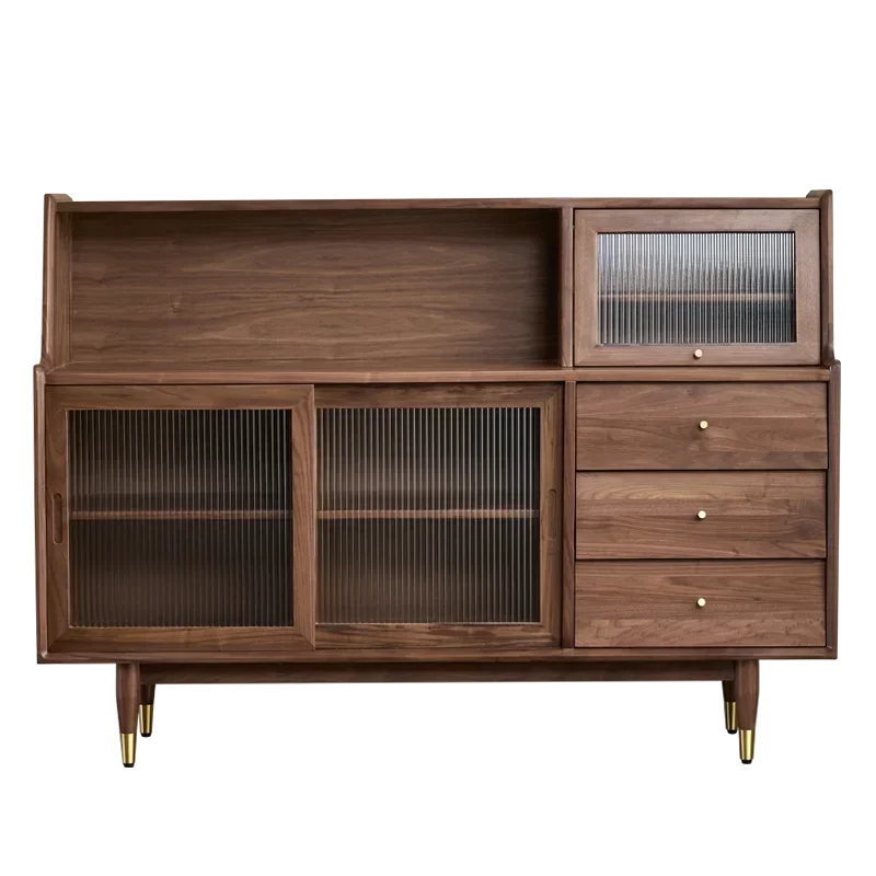 

North American black walnut locker solid wood integrated living room storage cabinet cherry wood dining side cabinet