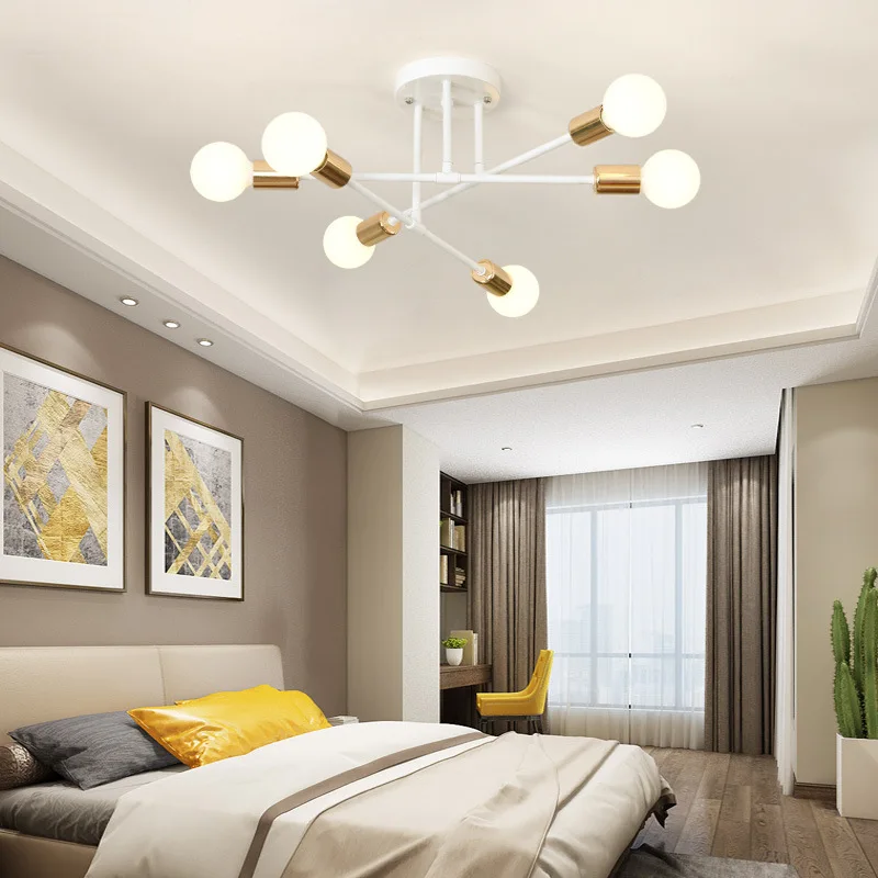 

Homhi Modern Creative Chandelier LED Lighting Warm Romantic Golden Bedroom Personality Living Room Ceiling Lamp HCL-501