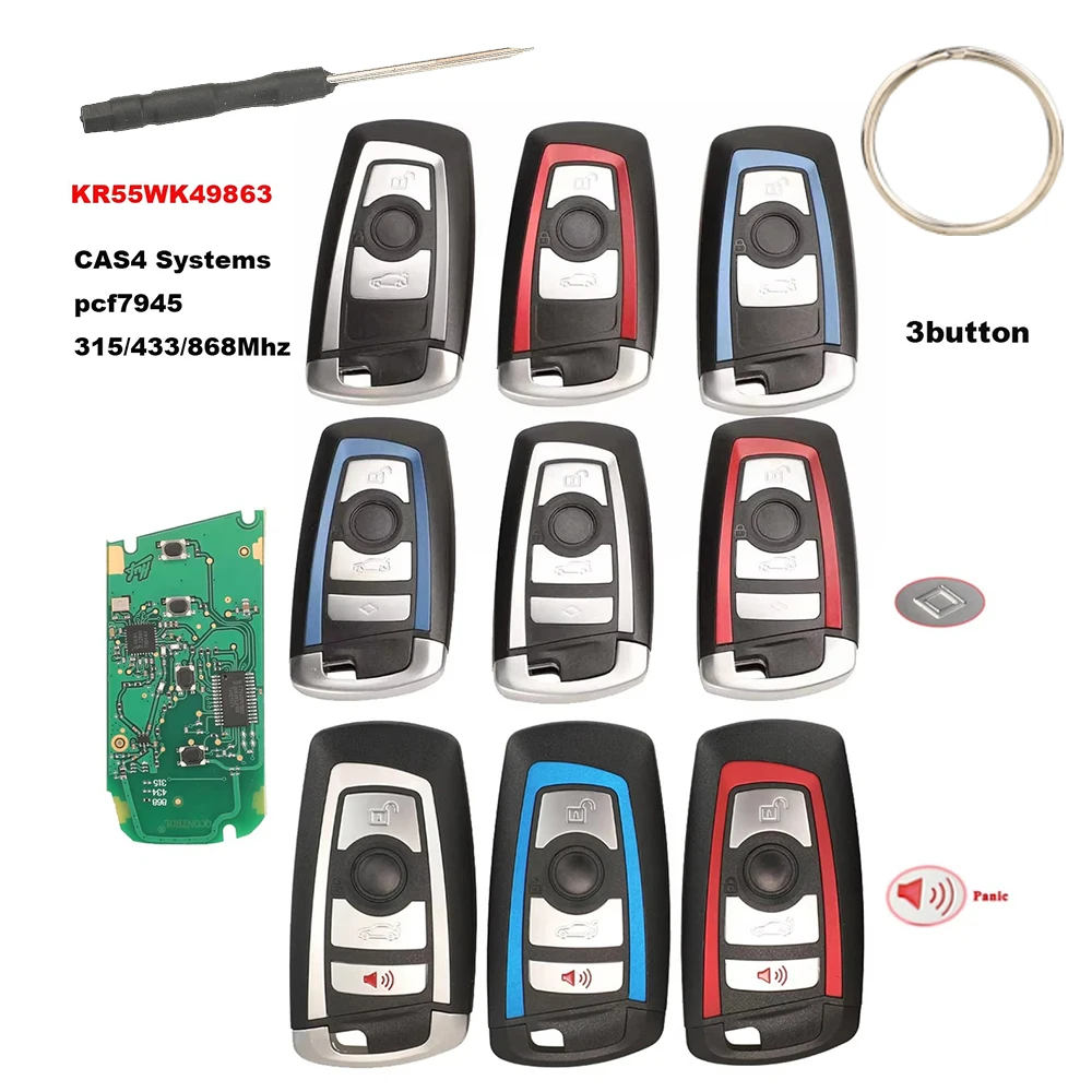 

jingyuqin Remote Smart Car Key For BMW 1 3 5 7 Series CAS4 System Vehichle Alarm Keyless KR55WK49863 CAS4 868/315/433mhz Gift