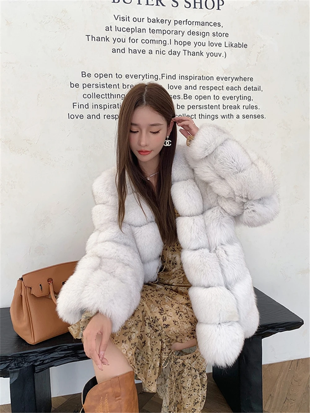 Long Real Fox Fur Coat for Women, Thick Black Jacket with Hood, Full Sleeves, Genuine Fox Fur, Luxury, Winter, Plus Size