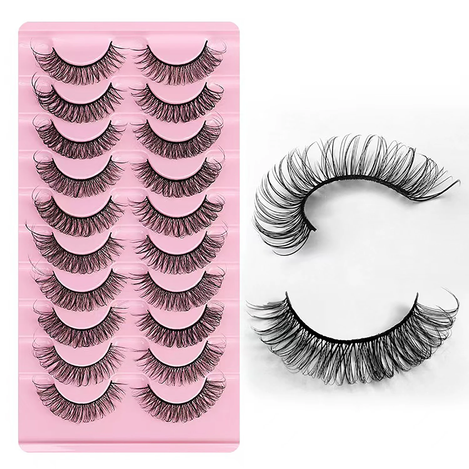 10 pairs of popular Russian curly eyelashes, thick big eyes, multi-layer three-dimensional curling, essential for European and A