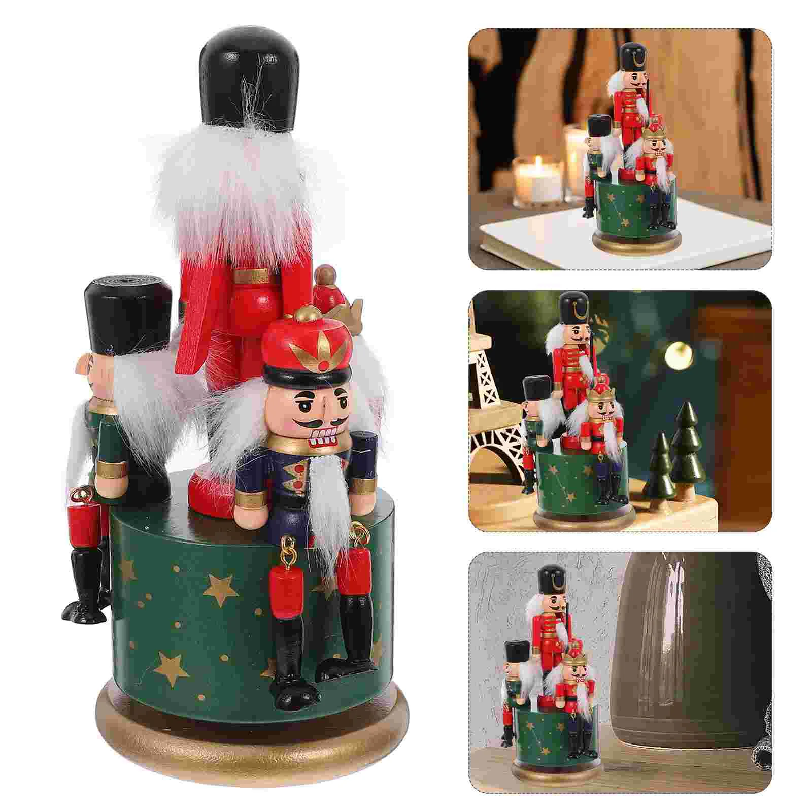 Nutcracker Sound Box Craft Musical Adorn Adorns Vintage Decor Wood Case Adornment Baby Xmas Figurine Desk Office Supplies