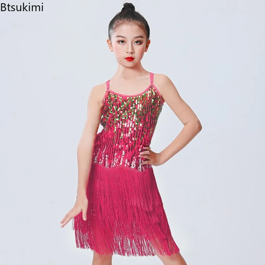 جديد اللاتينية فستان رقص الفتيات ملابس رقص تشا تشا الاطفال التانغو تنورة كرنفال ارتداء Dancewear السالسا ازياء شرابة فستان رقص