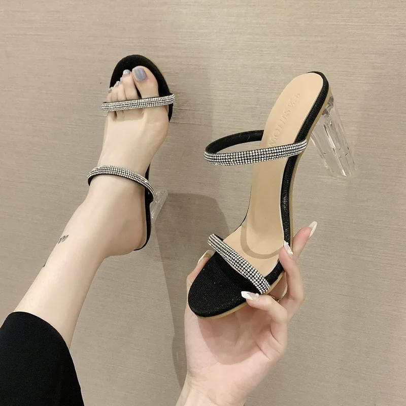 

2022 Women Shoes High Heels Women Sandals Summer Shoes Female Crystal Luxury Shoes Designer Heels Party Footwear Fashion Slides