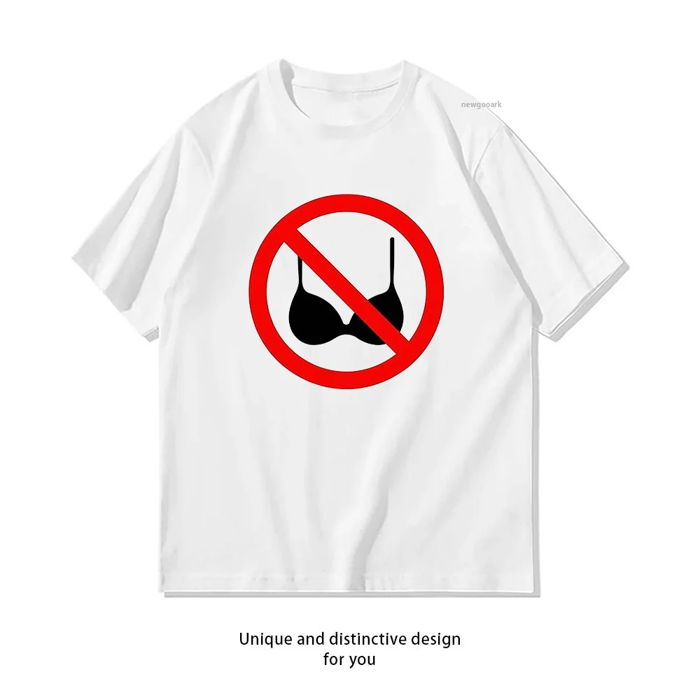 No Bras Allowed  Casual Cotton Short Sleeve Tee for Men Women