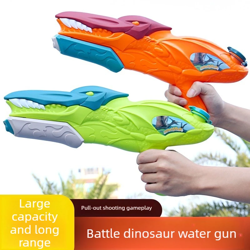 Dinosaurier-Wasserpistolen-Spielzeug, Pull-Typ, Hochdruck-Blaster mit großer Reichweite, Sommer-Party im Freien und Songkran-Wasserspielzeug für Jungen