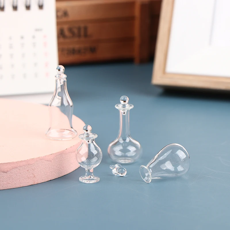 1/12 Dollhouse Miniature Accessories Mini Glass Candy Jar Simulation Food Dessert Can Model Toys for Doll House Decoration