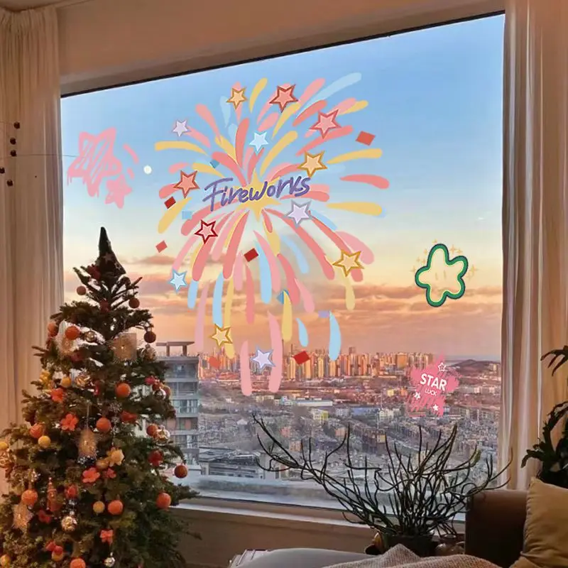 Neujahrs- und Frühlingsfest Fensterblumen Türaufkleber Wohnzimmer Balkon Küche Schlafzimmer Glasdekoration Blumenaufkleber – Detail 4