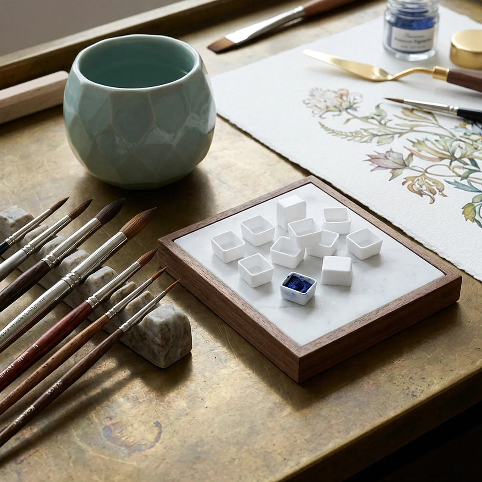 50Pcs Empty Watercolor Pans Half Size Plastic Palette Trays Reusable Sturdy Lightweight for Travel Painting Sketching Color