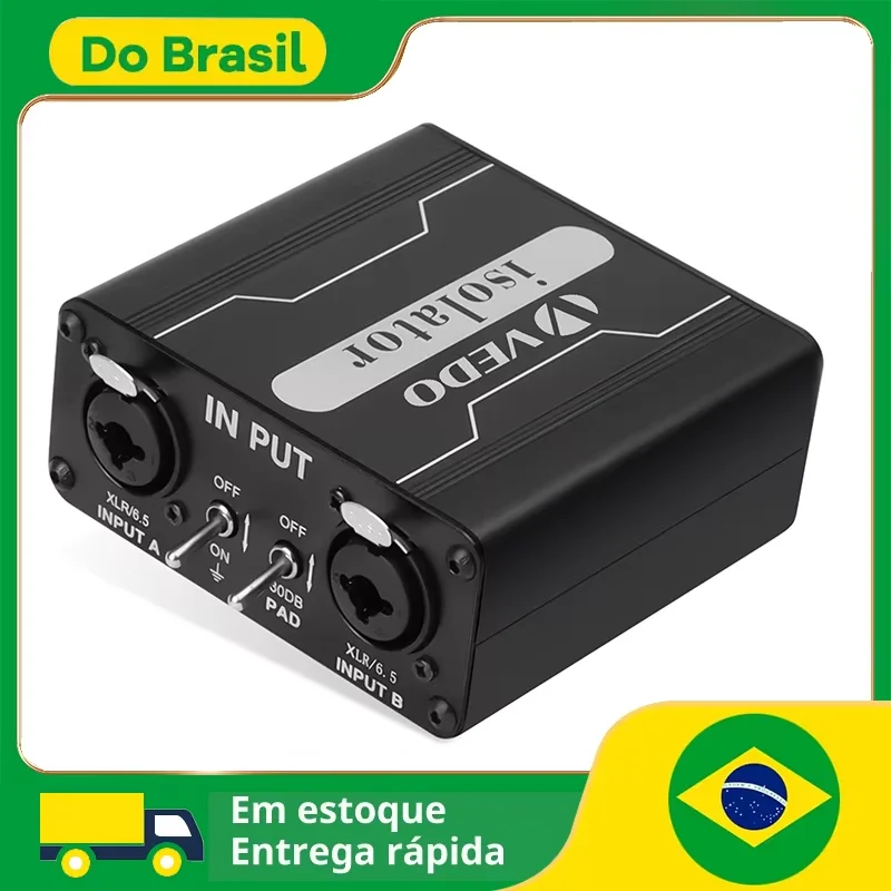 Vedo gx200 isolador de áudio duplo canal 6.5 xlr mixer isolador de áudio atual misturador de ruído de som microfone filtro de aterramento comum