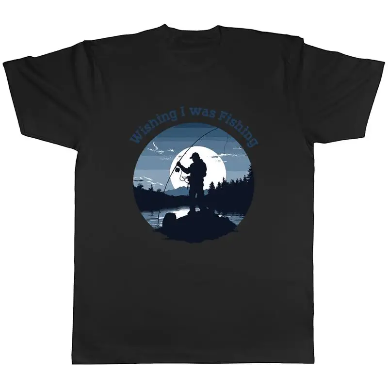 

Мужская футболка Wishing I was Fishing Love Fish Fishing, забавная футболка в подарок