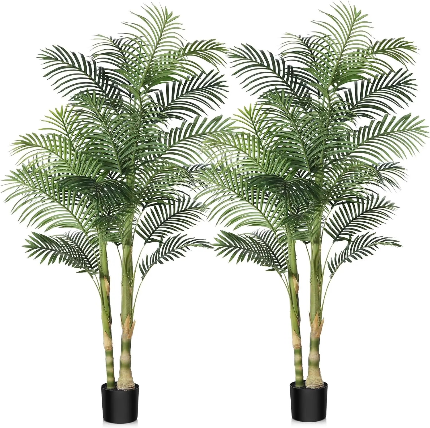 

Artificial Golden Cane Palm Tree Fake Tropical Palm Plant Pre Potted Faux Greenery for Home Office Living Room Indoor