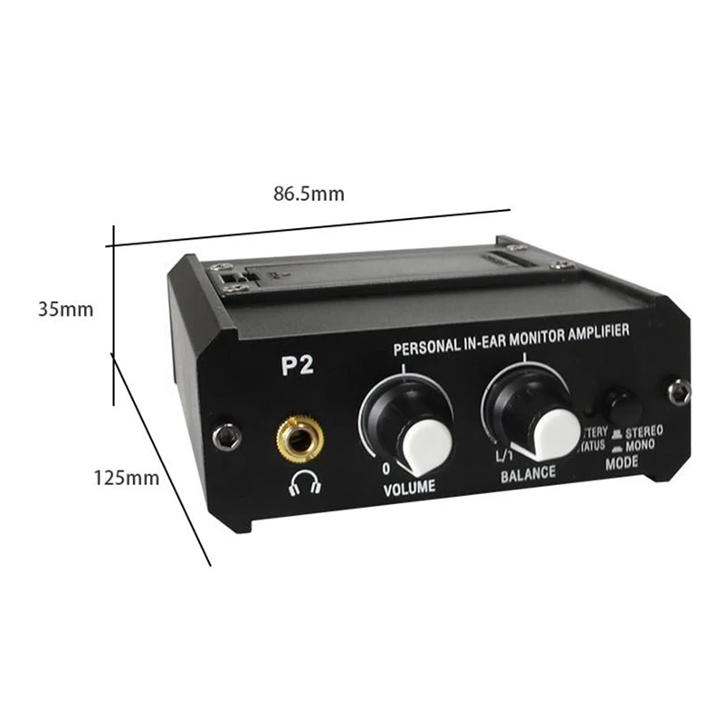 1 szt. Przedwzmacniacz słuchawkowy P2 Monitor słuchawkowy Black Metal nadaje się do mowy/przekaz na żywo wtyczka US