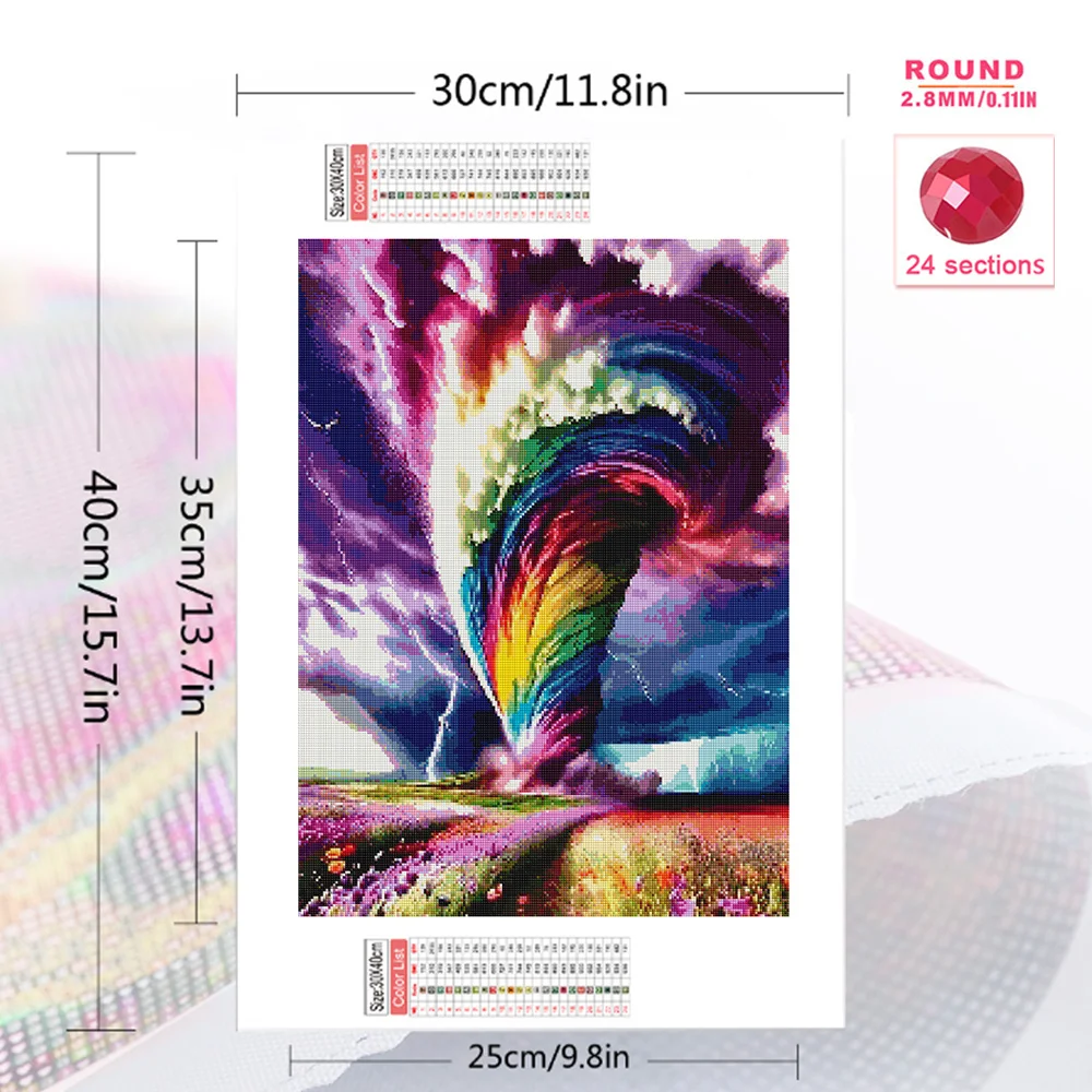 Evershine Diamond Mosaic Tornado Full Square Diamond Painting Rainbow New Arrival Embroidery 5D DIY Decor For Home