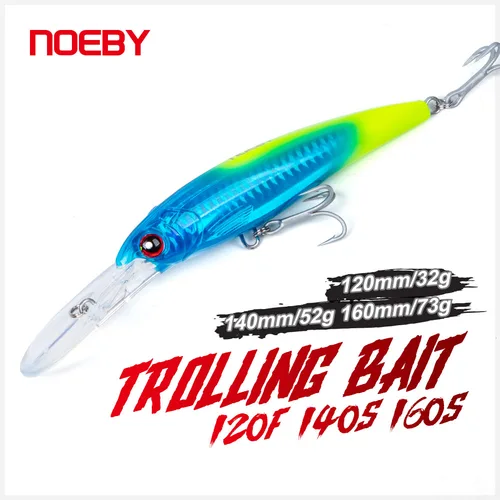 Señuelos de pesca Noeby Trolling Minnow 12 14 16cm 32 52 73g Wobblers de hundimiento flotante cebo duro para juego grande señuelo de pesca de agua salada