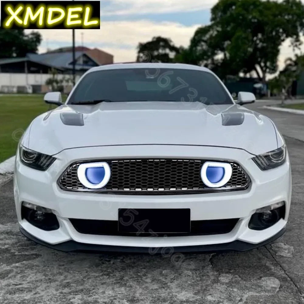 Front Grille with Light for Ford Mustang GT500 2015 2016 2017 Modified Mach1 Style Bumper Net Radiator Grill Mask Accessories