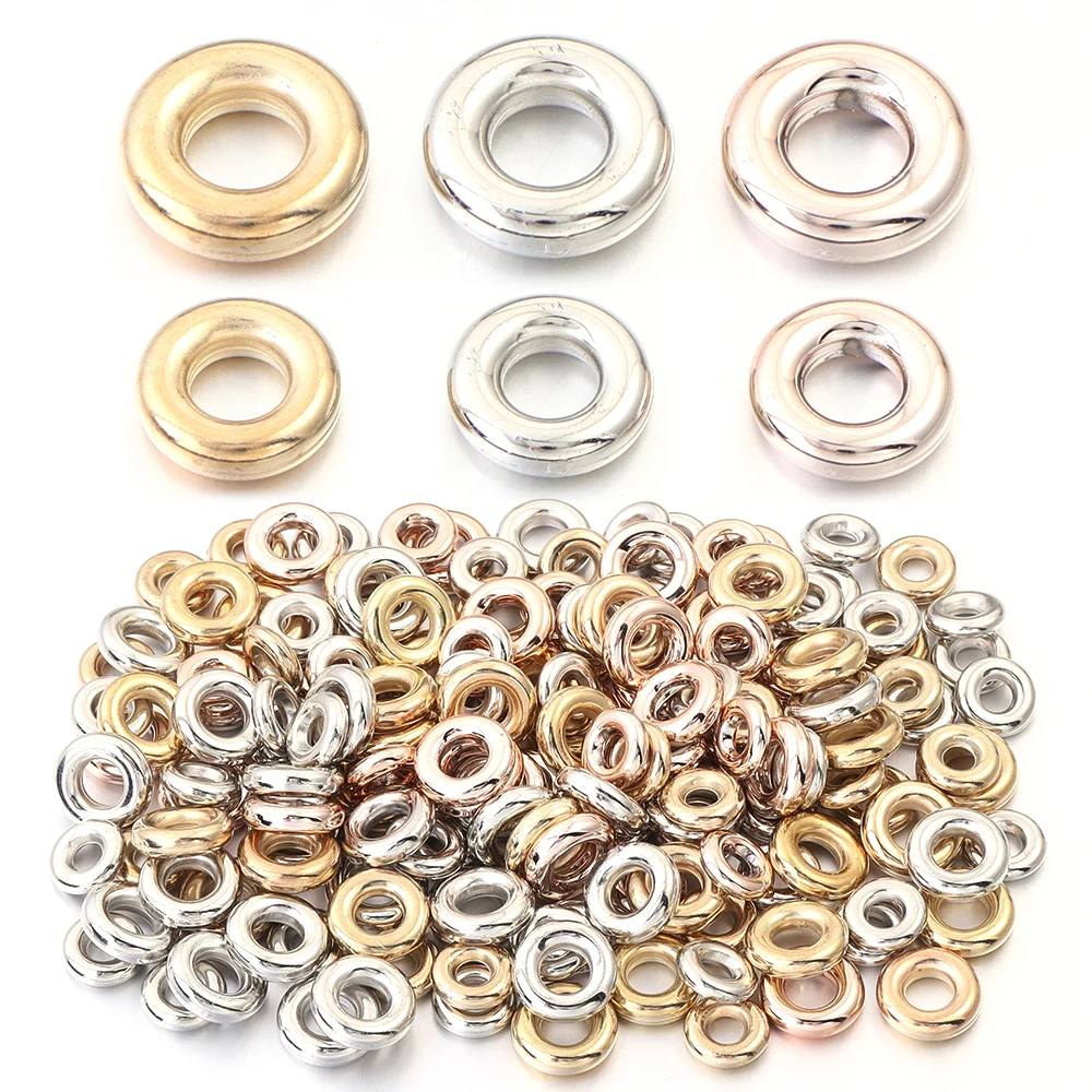 50/100 stücke CCB Spacer Perlen Flache Runde Große Loch Lose Perlen Für DIY Schmuck Machen Handwerk Armbänder Necklce zubehör Großhandel