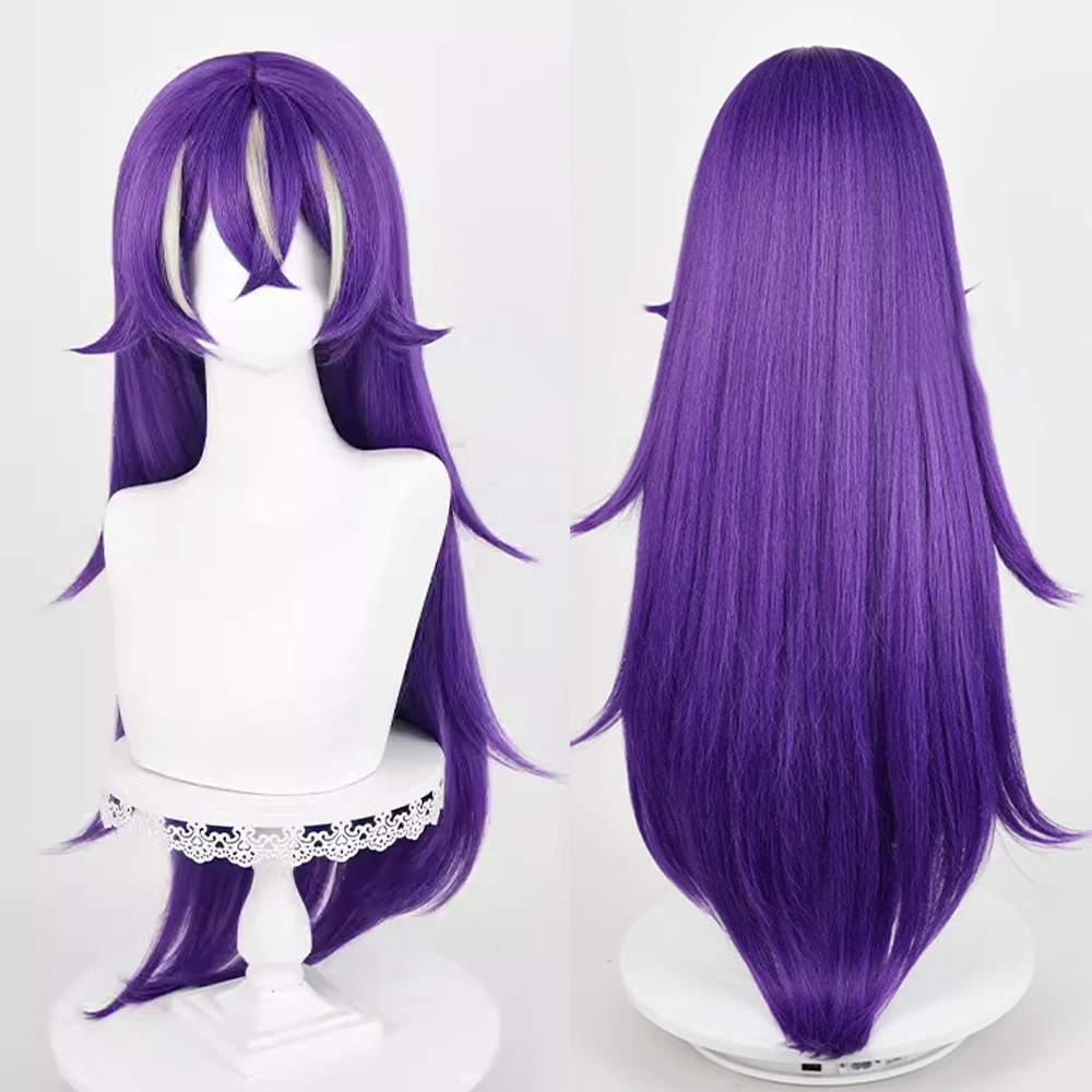 

Genshin Impact Chevreuse Wig Long Synthetic Straight Purple White Blend Highlights Game Cosplay Fluffy Hair Wig for Party