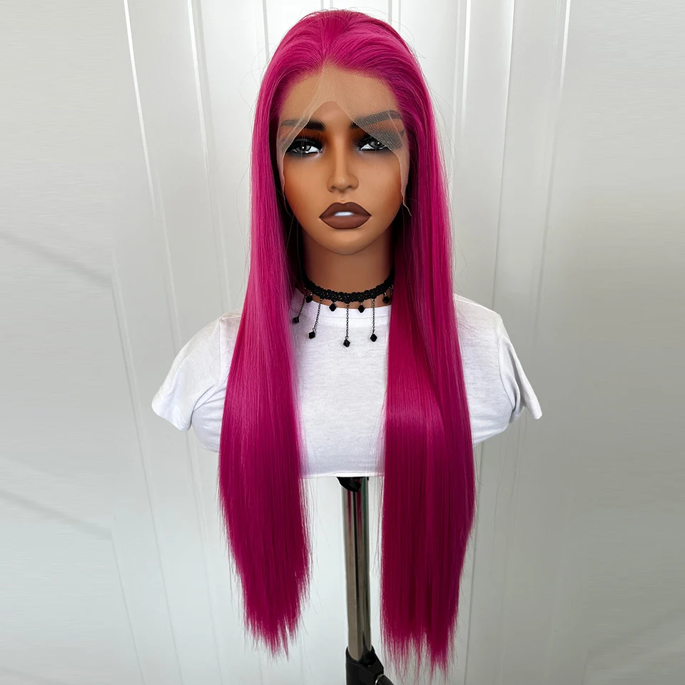 برناردو الاصطناعية الدانتيل الجبهة الباروكات للنساء ألياف مقاومة للحرارة الوردي الباروكات شعر مستقيم شعر مستعار أمامي الاستخدام اليومي شعر مستعار للحفلات