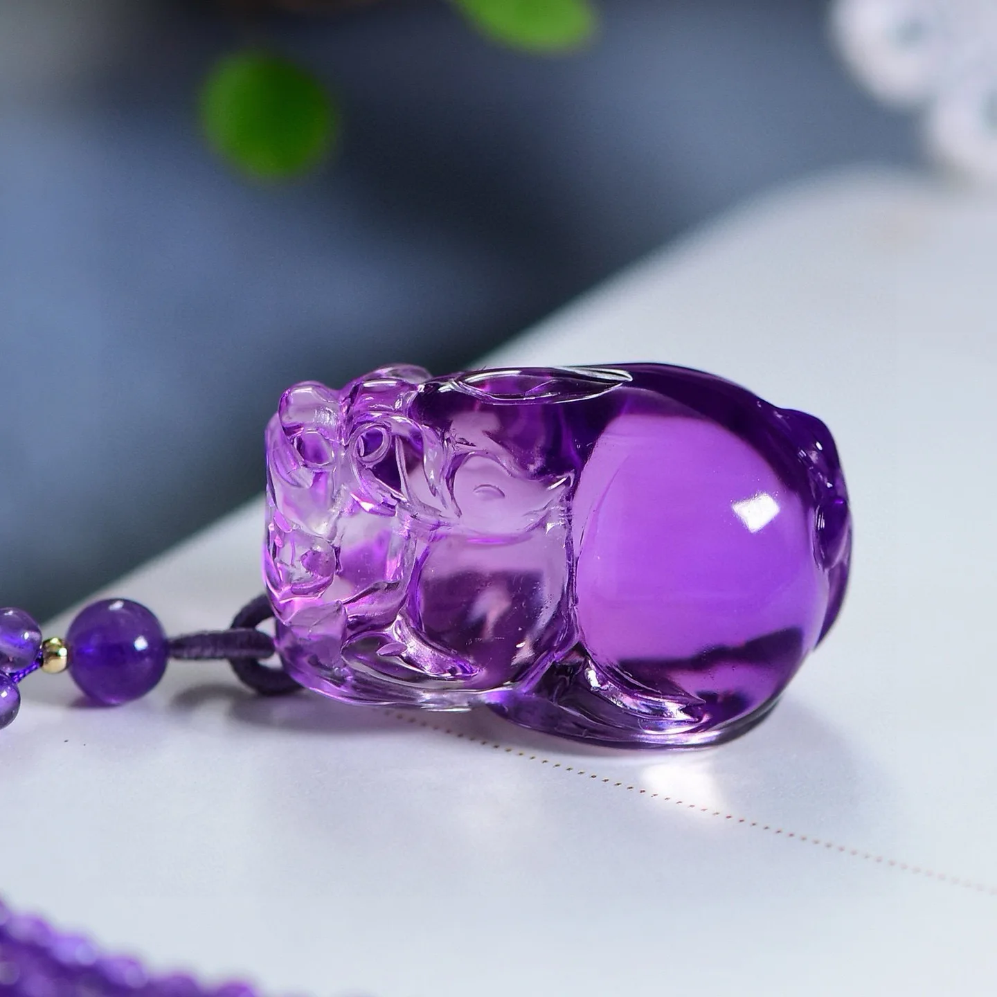 Natural Purple Amethyst Quartz Pendant 32.4*19.2*19.4mm Pi Xiu Clear Amethyst Jewelry Beads Women Men Necklace Brazil AAAAAA view 6