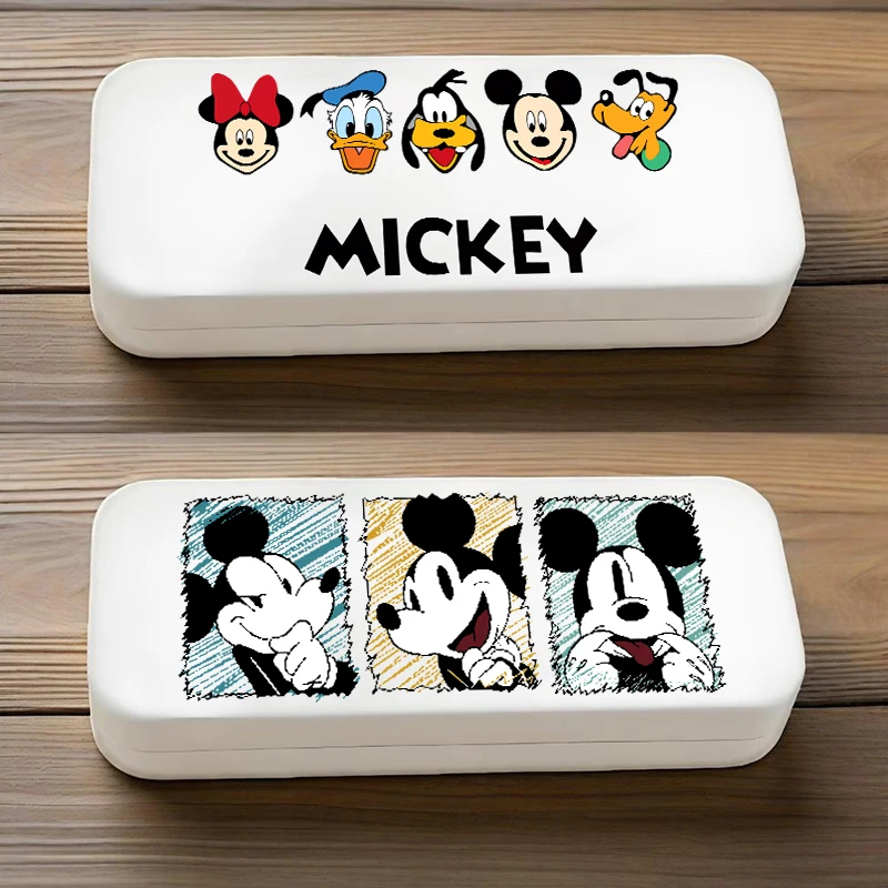 

Disney Mickey Mouse Eyewear Case Cartoon PU Leather Spectacle Box Travel Portable Sunglasses Storage Box Reading Glasses Box