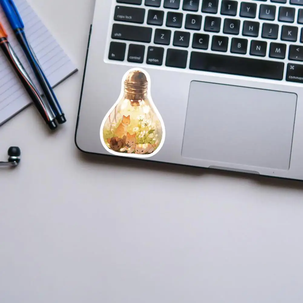 Calcomanías de Pvc para ordenador portátil, juego de pegatinas de mundo de bombilla impermeable, autoadhesivas no repetitivas, para teléfono, portátil y equipaje