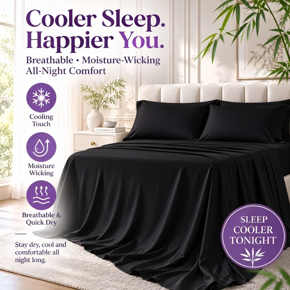 4pcs Luxury Blend Cooling Bed - đánh giá và giá Fitted Bed Sheets Deep Pocket