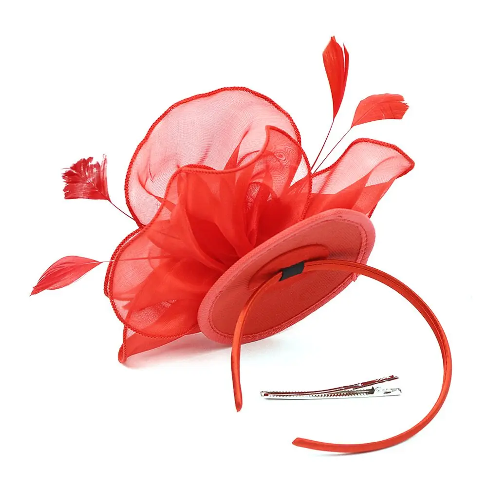 Feather Flower Headband Alice Band Fascinator Ladies Wedding Royal Ascot Race