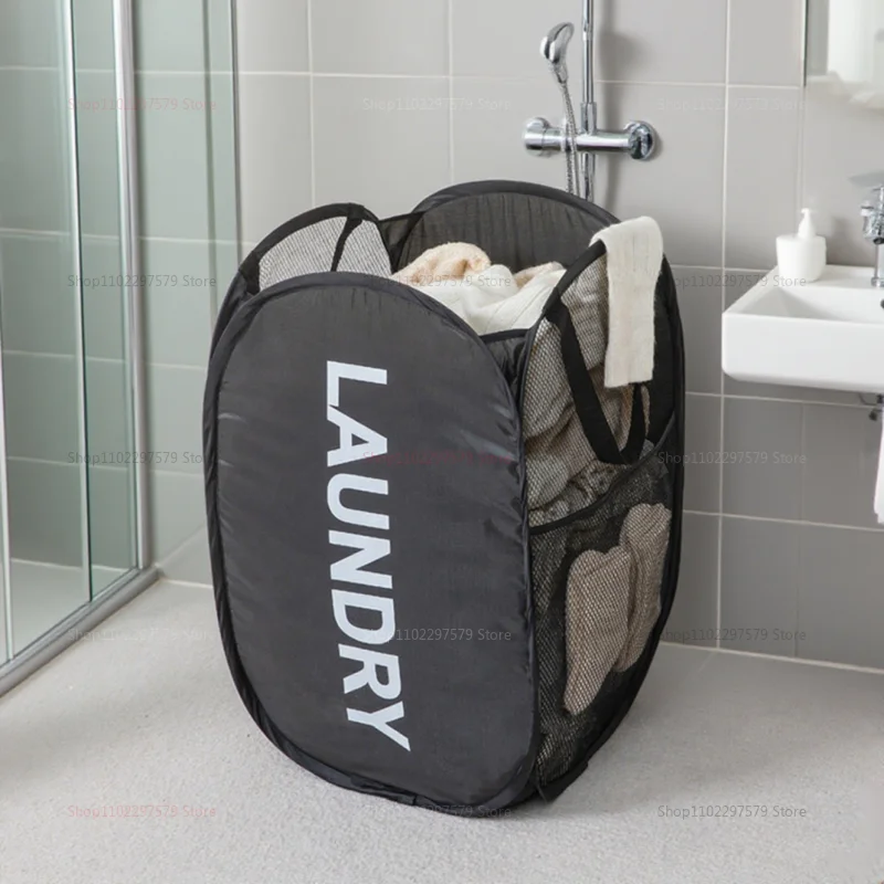 Household Storage Baskets Breathable Collapsible Mesh Pop Up Laundry Baskets Laundry Room Necessary Storage Clothes Organizers