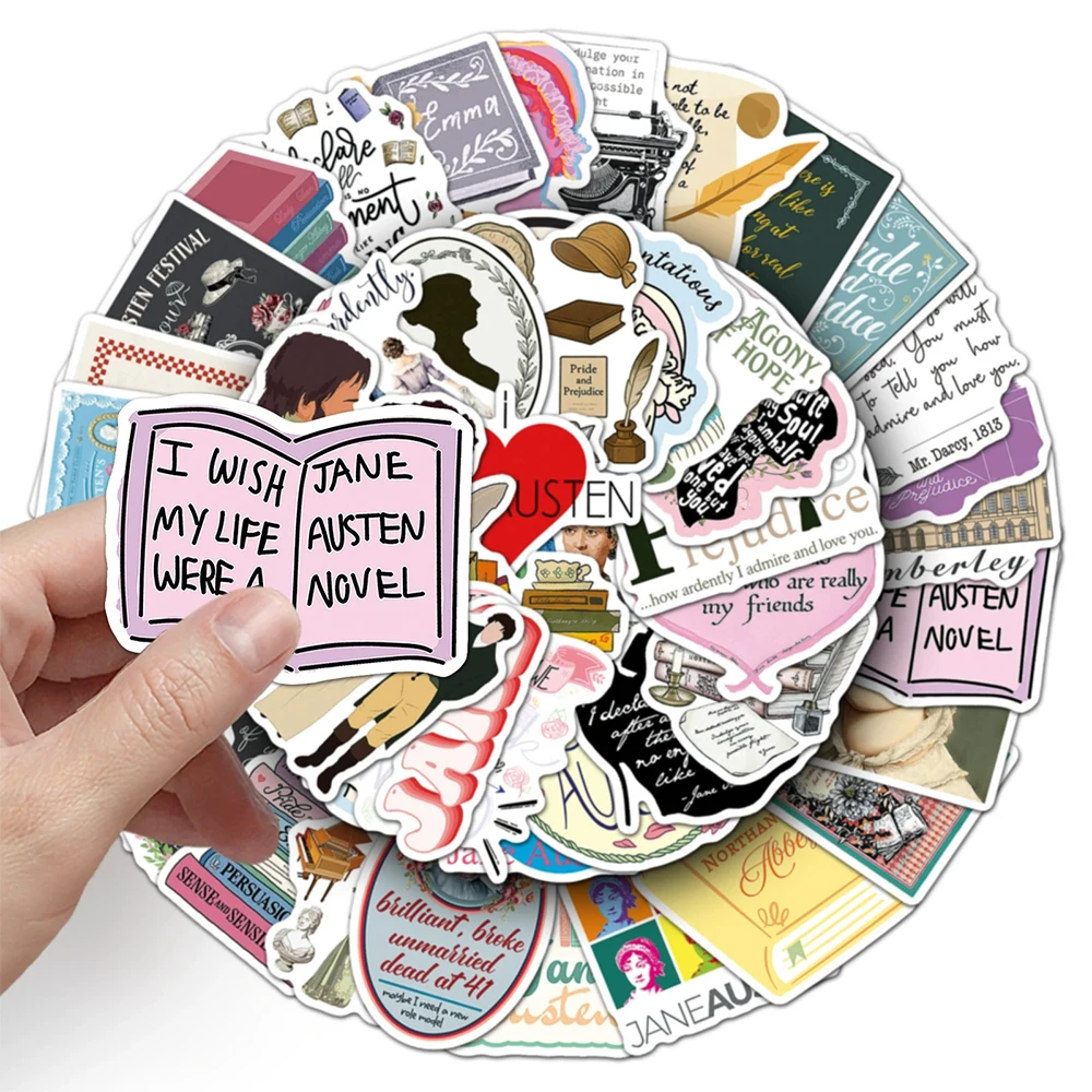 

10/30/50pcs Jane Austen Novelist Stickers Cartoon Waterproof Stickers Scrapbooking Phone Luggage Creative Graffiti Decals Pack