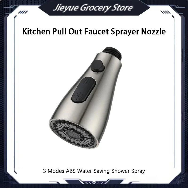 Kitchen Pull Out Faucet Sprayer Nozzle 3 Modes ABS Water Saving Bathroom Basin Sink Shower Spray Head For 1/2