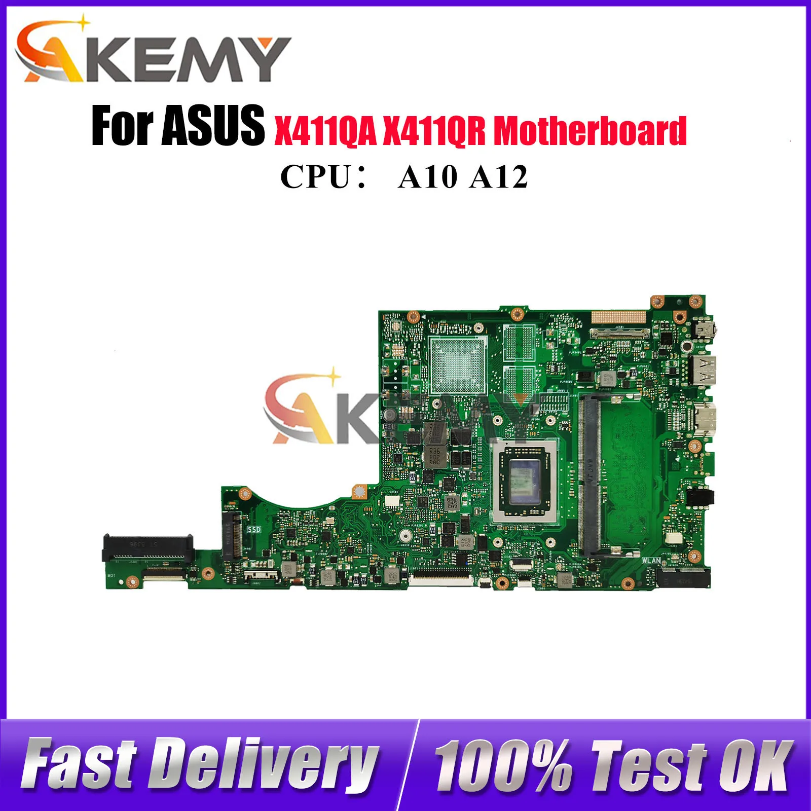 

X411QA Материнская плата для ноутбука ASUS VivoBook S4200U r421u S4000V X411QR X411Q X411QA Материнская плата с процессором A10 A12 100% tests OK stk