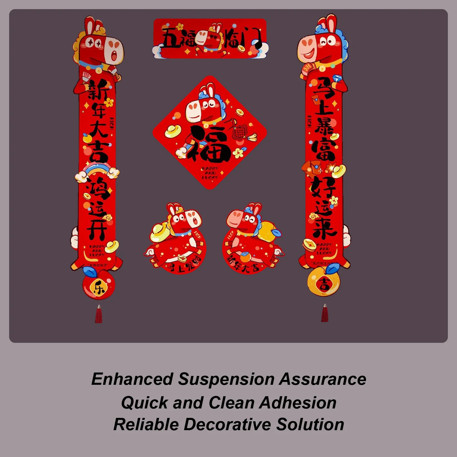 Chinese New Year Decorations 2026 Magnetic Blessing Couplet Party Decor Chinese New Year Couplets Decorations 2026 for Indoor