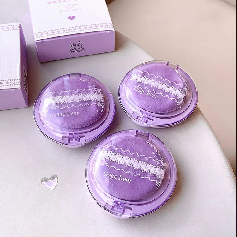 Description Picture 2 of itemPurple Translucent Setting Powder Makeup Waterproof Oil Control Natural Matte Clear White Loose Face Pressed Powder Makeup Girls