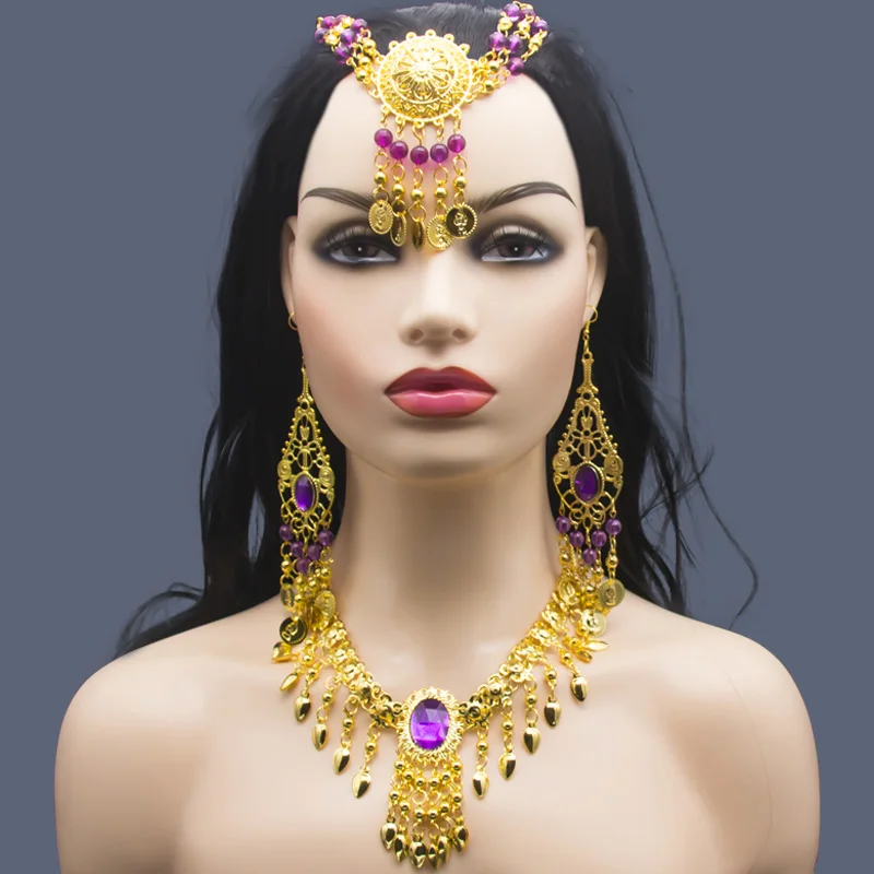 Indian Belly Dancing Accessories Women Girl Belly Dance Rhinestone Necklace Earrings Bracelet Belly Dance Accessory Wholesale