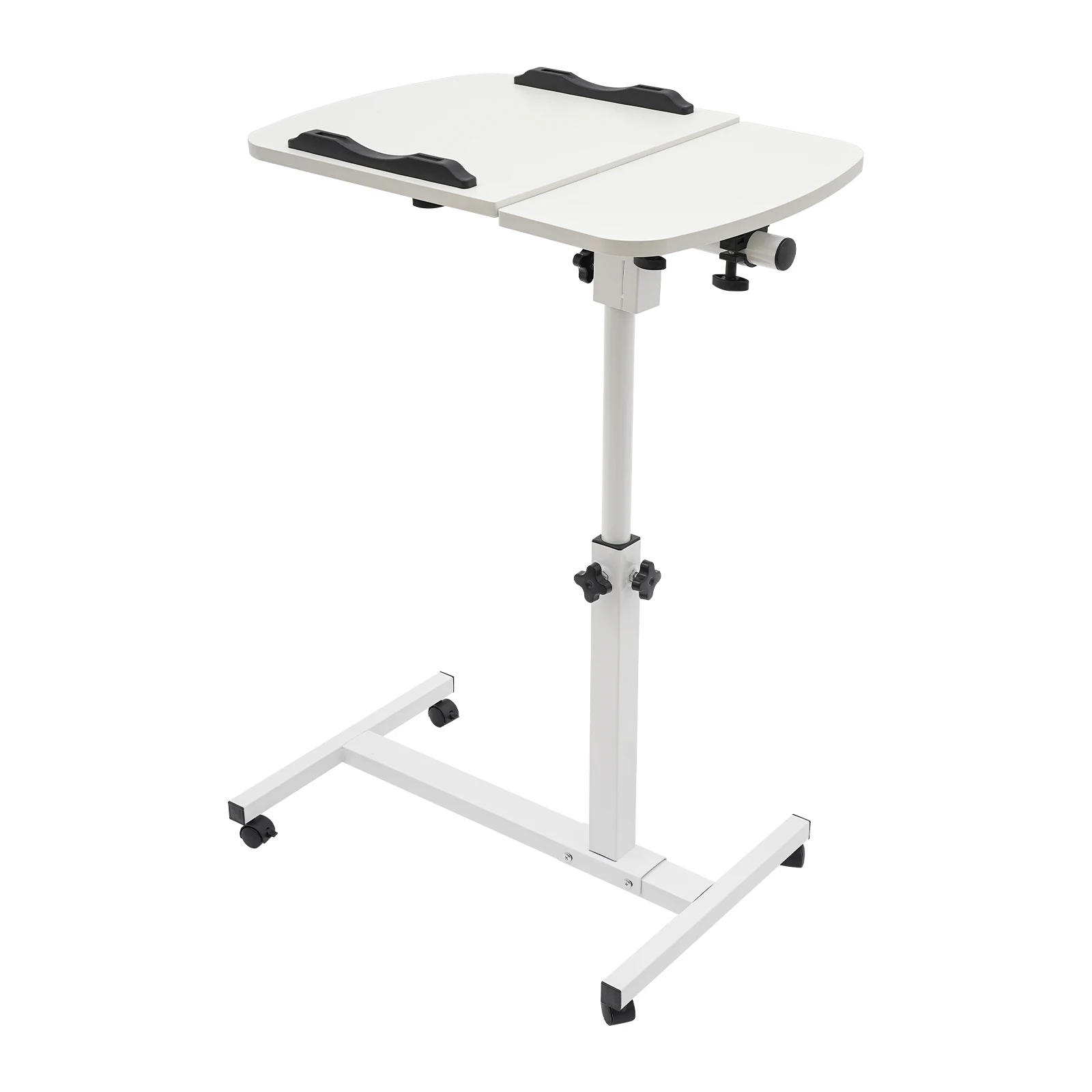 Rollbarer Laptop-Ständer Schreibtisch 360° ° Drehbarer Tisch mit verstellbarer Höhe, ergonomisch, weiß, für das Heimbüro – Detail 2