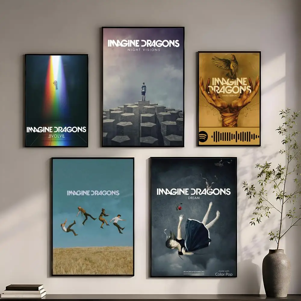 I-Imagine D-Dragons Band Poster Perfect Sticker Self Adhesive for Office Home Theater Wall Art Decor Fancy Gift