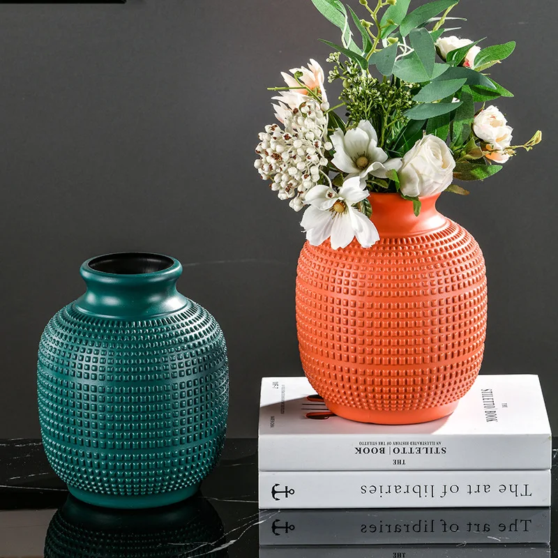 Art Ceramic-Like Plastic Vase For Flowers Decorative Floral Arrangement Display Creative  Flower Vase Ornaments DIY Gifts