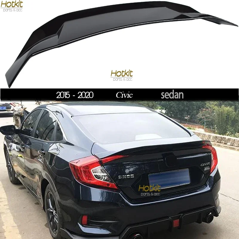 ABS Plastic High Gloss Black Rear Spoiler Boot Wing for Honda Civic X 10th FC FC1 FC2 FC5 FC6 FC7 FC8 FC9 2015 - 2020