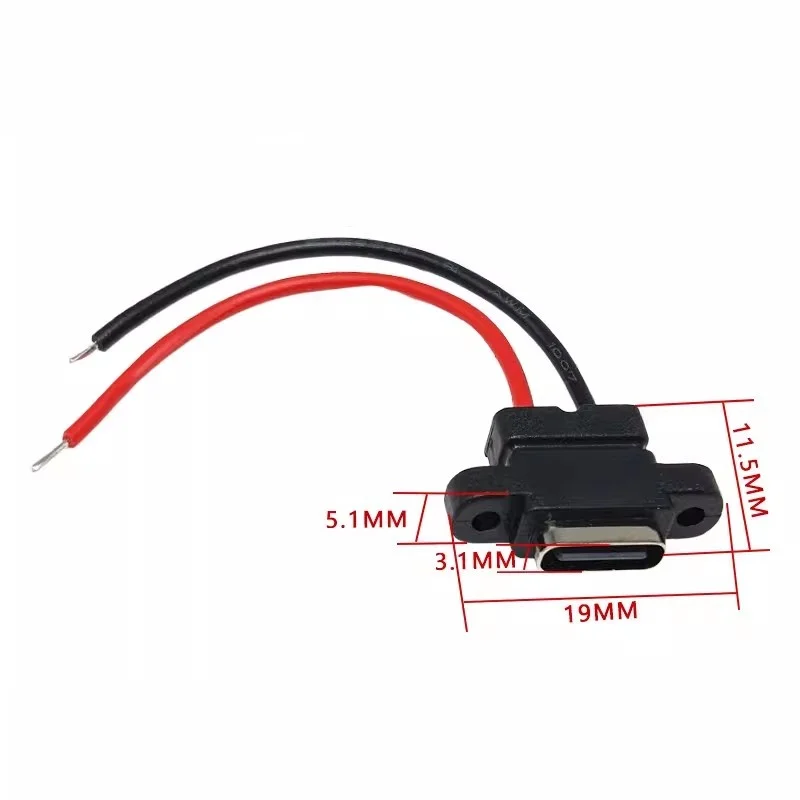 5PCS USB Type-C 2P Welding Wire Female Connector Cable For Mobile Phone Charging Female Socket Waterproof DIY 2 Solder USB Type-