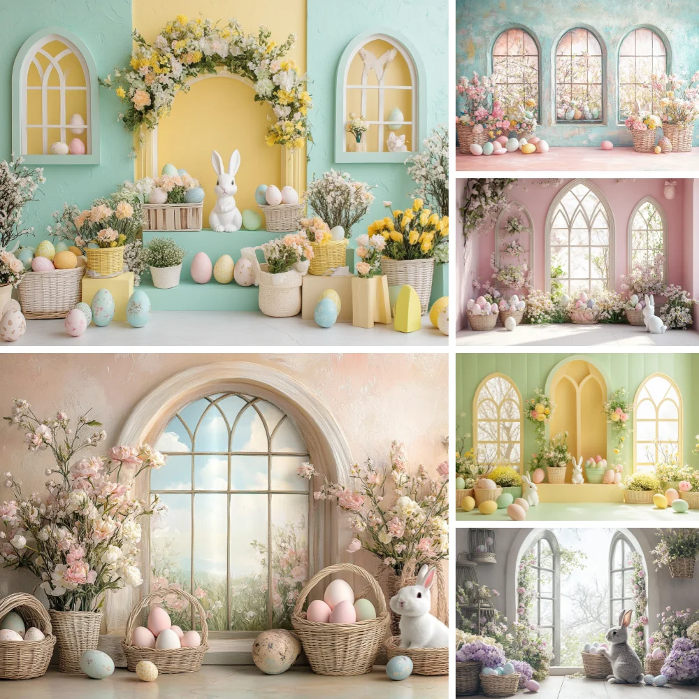 

Spring Door Window White Backdrop Flowers Floral Baby Shower Newborn Portrait Background Photography Easter Decoration Banner