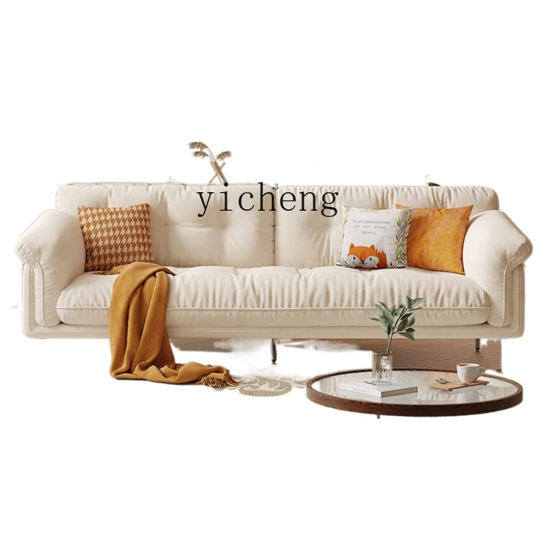 

YY Small Apartment Living Room French Entry Lux Cream Style Simple Retro Corduroy Sofa