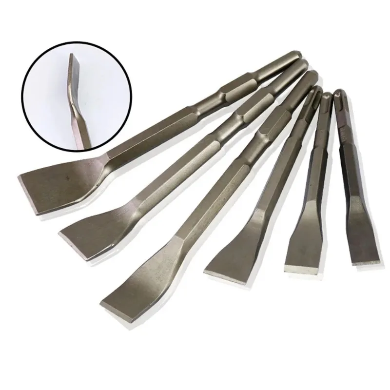 

1PC Electric Hammer Elbow Chisel 180/200/280mm Electric Hammer Impact Drill Bit Hexagonal/Round Handle Wall Piercing Flat Chisel
