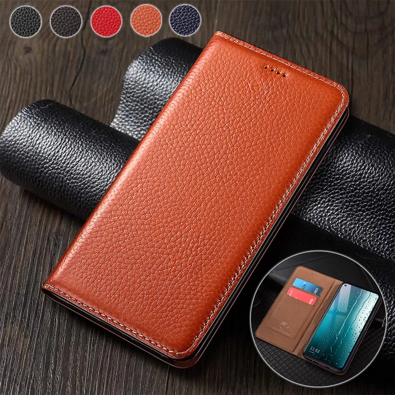 

Litchi Pattern Genuine Leather Flip Case For Huawei P10 P20 P30 P40 P50 P50E P60 Pura 70 80 Art Pro Plus Ultra Lite Cover Cases