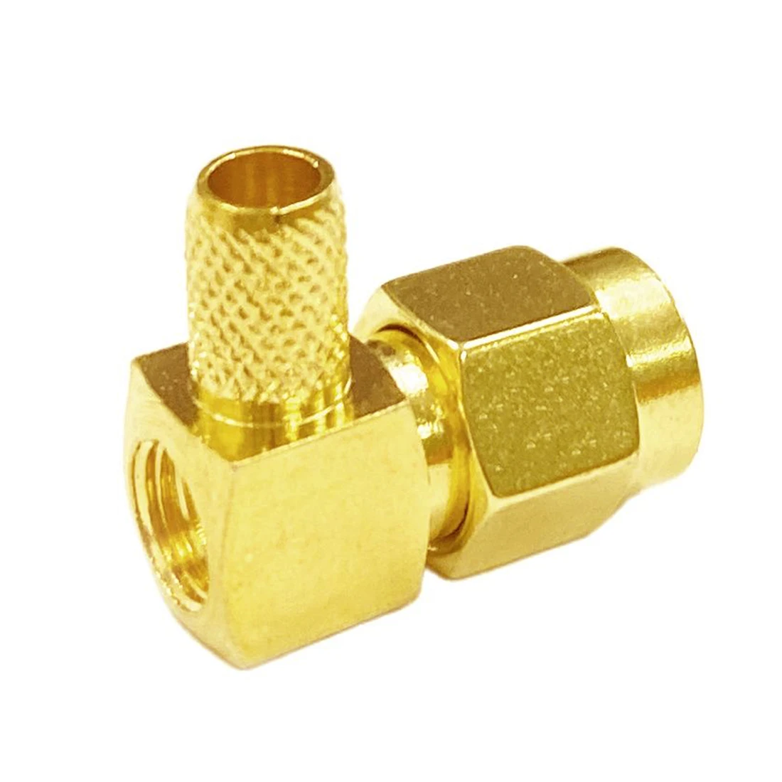 1pc  New SMA Male Plug RF Coax Connector Right Angle Type 90-Degree Crimp For RG58 LMR195 Cable Goldplated Wholesale